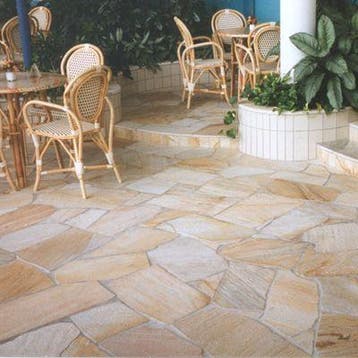 Mediterraanse flagstones Albino Yellow Kwartsiet, Nieuw, Natuursteen, Terrastegels