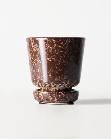 HEMA Bloempot 8x8cm keramiek spikkels bruin, Huis en Inrichting, Verzenden