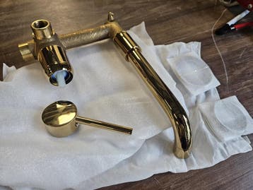 Inbouw wastafelkraan glanzend goud 1 hendel, Doe-het-zelf en Verbouw, Sanitair, Ophalen of Verzenden, Nieuw, Bad
