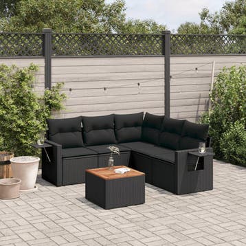 vidaXL Patio Sofa Set 5-zits Black, Verzenden, Nieuw