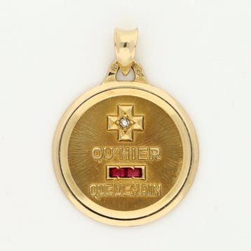 Hanger - 18 karaat Geel goud Diamant (Natuurlijk) - Robijn
