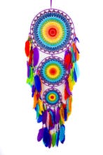 Dromenvanger Groot Regenboog Dreamcatcher Veren Macramé Bohe, Ophalen of Verzenden, Nieuw, Feestartikel, Carnaval