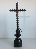 Antiek Kruis - Hout, Messing - 1800-1850, 1850-1900 -