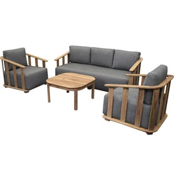 Milano stoel bank loungeset 4 delig teakhout, Tuin en Terras, Ophalen of Verzenden, Nieuw, Teakhout