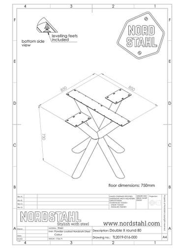 Stalen onderstel tafel - Double X round leg - Nordstahl, Verzenden, Nieuw