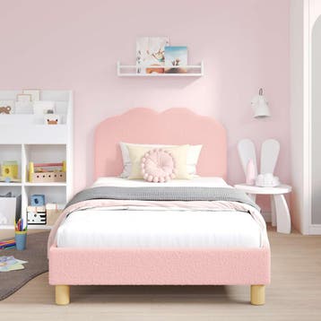 vidaXL Bedframe voor kinderen met hoofdbord Roze 80 x 200 cm, Verzenden, Nieuw, Stof