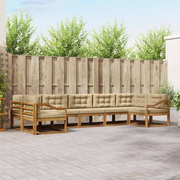vidaXL Buiten bankenset 7 st Natuurlijk en Beige, Verzenden, Nieuw
