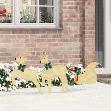 vidaXL LED Rendieren 3 st Warmwit 43 x 18 x 66 cm Stof, Diversen, Kerst, Verzenden, Nieuw