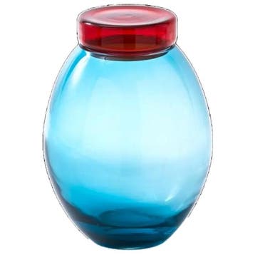 Polspotten Bloated Caps And Jars Voorraadpot Blauw-rood -, Ophalen of Verzenden, Zo goed als nieuw, Blauw, Glas