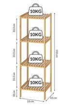 Bamboe staande opbergrek met 5 legplanken 110x33x33cm, Verzenden