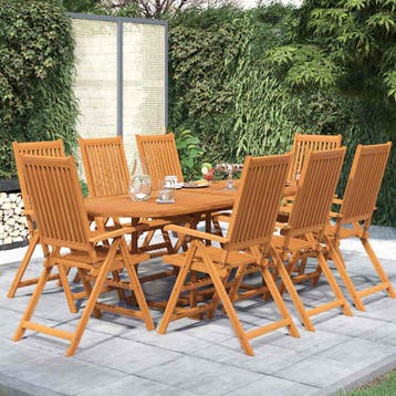 vidaXL 9-delige Tuinset massief acaciahout 160-240 cm, Tuin en Terras, Tuinsets en Loungesets, Nieuw, 8 zitplaatsen, Tuinset, Verzenden