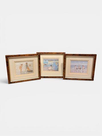 Onbekende kunstenaar - 3 framed Sea side Prints