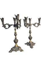 Kaarsenhouder - Koud geverfd brons - Paar kandelaars - H: 45