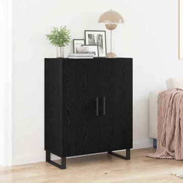 vidaXL Dressoir Zwart Eiken 69,5 x 34 x 90 cm Bewerkt hout, Verzenden, Nieuw, Overige houtsoorten, Minder dan 50 cm