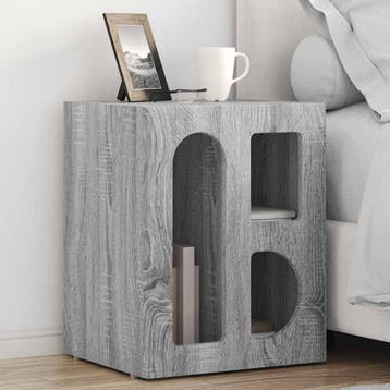 vidaXL Nachtkastje ELST Grijs Sonoma 40 x 35 x 50 cm Bewerkt, Huis en Inrichting, Slaapkamer | Nachtkastjes, Minder dan 45 cm