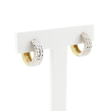 Bicolor gouden klapcreolen; Ø 12,9 (Oorbellen), Sieraden, Tassen en Uiterlijk, Ophalen of Verzenden, Gebruikt, Goud, Goud