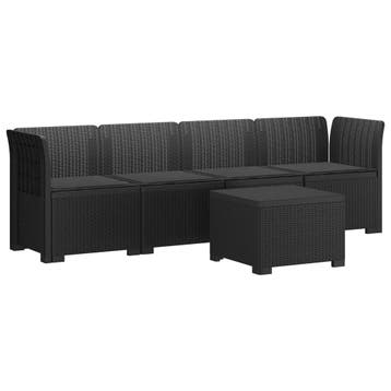 vidaXL 4-Persoons Tuin Sofa met Kussens Rieten Look PP, Verzenden, Nieuw