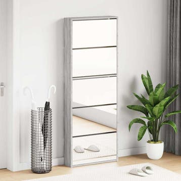 vidaXL Schoenenkast met spiegel 5-laags 63x17x169,5 cm grijs, Verzenden, Nieuw