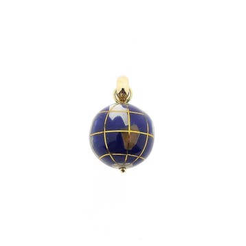 Gouden wereldbol hanger met emaille en parelmoer, Ophalen of Verzenden, Gebruikt, Goud, Overige merken