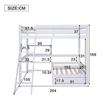 Kinder Hoogslaper 90x200 cm met Bank en Opbergruimte, Verzenden, Nieuw