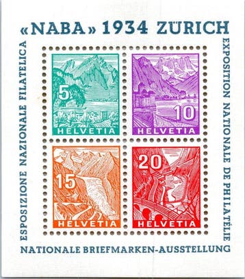 Zwitserland 1934 - Bloco Naba 1934 Zürich - Yvert B1, Gestempeld