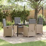 vidaXL Tuin eettafelset met kussen 5 pcs Beige poly rattan, Verzenden, Nieuw, Rotan, 5 zitplaatsen