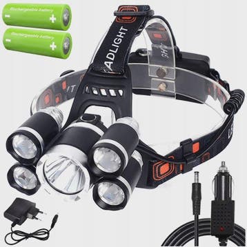 Krachtige Oplaadbare LED Hoofdlamp met 5x CREE XM-L T6 LED's