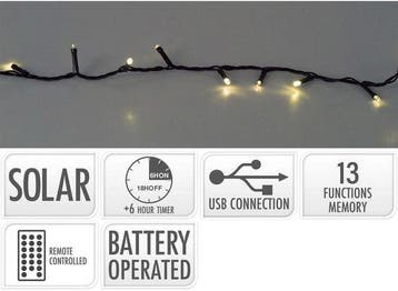 2dekans | LED-lichtkrans Lifetime Warm wit 20 m Zon, Ophalen of Verzenden, Zo goed als nieuw