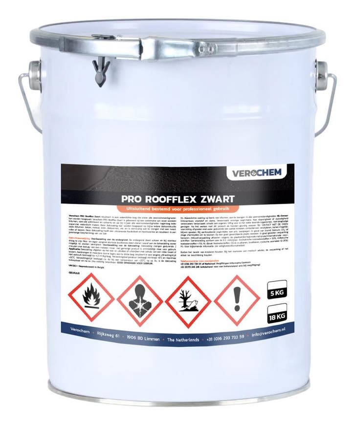 Pro Roofflex Dakcoating Zwart 5KG, Doe-het-zelf en Verbouw, Verf, Beits en Lak, Nieuw, Ophalen of Verzenden