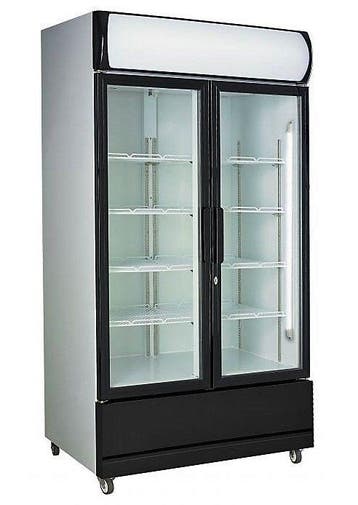 Flessenkoelkast, Koelkast met 2 glazen klapdeuren, 112cm,, Witgoed en Apparatuur, Koelkasten en IJskasten, Gebruikt