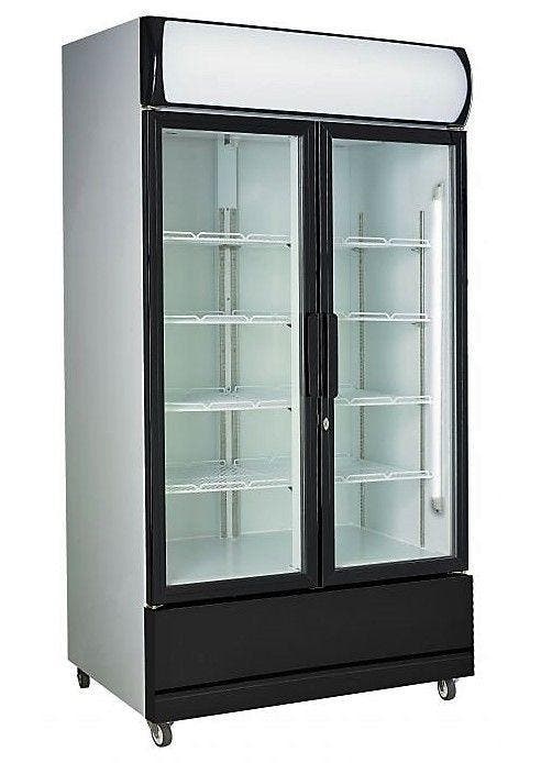 Flessenkoelkast, Koelkast met 2 glazen klapdeuren, 112cm,, Witgoed en Apparatuur, Koelkasten en IJskasten, Gebruikt