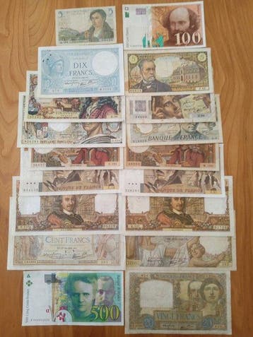Frankrijk. - 18 Banknotes - Various Dates (Zonder, Postzegels en Munten