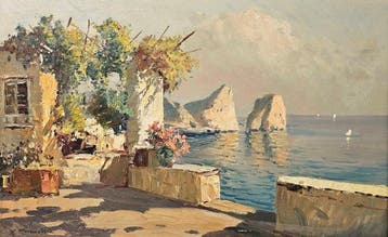 Mario Maresca Serra (1912-1991) - Terrazza fiorita a Capri