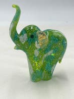 Livio Campanella - Vaas - Muranoglas - Olifant in groene