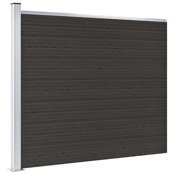vidaXL Schuttingpaneel 175x146 cm HKC zwart, Tuin en Terras, Schuttingen, Verzenden, Nieuw, Kunststof, 1 tot 2 meter