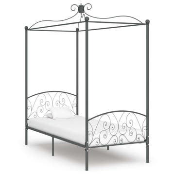 vidaXL Hemelbedframe metaal grijs 100x200 cm, Huis en Inrichting, 100 cm, Eenpersoons, Verzenden, Nieuw