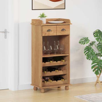vidaXL Wijnkast ASKIM Honing Wax 57 x 37 x 114 cm Massief, Verzenden, Nieuw