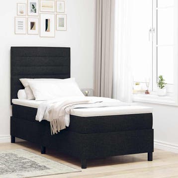 vidaXL Boxspring bed met matras met LED Zwart 80 x 200 cm, Verzenden, Nieuw, Zwart, Stof