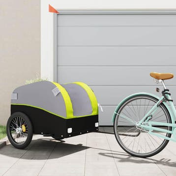 vidaXL Fietstrailer 45 kg ijzer zwart en groen, Verzenden, Nieuw