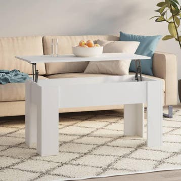 vidaXL Salontafel 101x49x52 cm bewerkt hout wit, Huis en Inrichting, Tafels | Salontafels, Minder dan 50 cm, 100 tot 150 cm, Verzenden