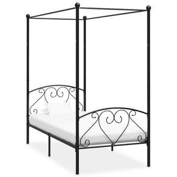 vidaXL Hemelbedframe metaal zwart 120x200 cm, Huis en Inrichting, Slaapkamer | Bedden, Verzenden, Zwart, Nieuw, Twijfelaar