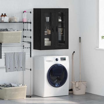 vidaXL Wandkast Zwart Eiken 69,5 x 34 x 90 cm Geengineerd, Huis en Inrichting, Kasten | Buffetkasten, Minder dan 50 cm, Verzenden