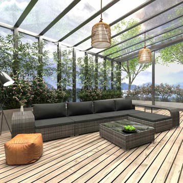 vidaXL 8-delige Loungeset met kussens poly rattan grijs, Verzenden, Nieuw, Loungeset