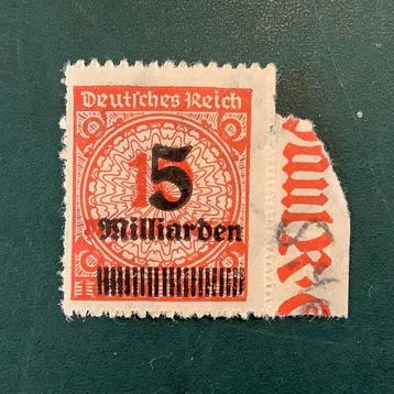 Duitse Rijk 1923 - 5 miljarden met zaagtanding met locale, Postzegels en Munten, Gestempeld