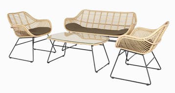 Stoel-Bank Loungeset Wates Rotan Look Naturel The Outsider, Tuin en Terras, Tuinbanken, Verzenden, Nieuw