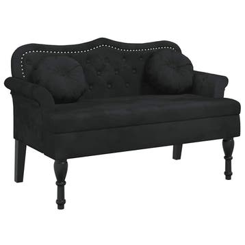 Halbank Fluweel Zwart - Massief Hout - 59% Korting, Gebruikt, Minder dan 75 cm, Tweepersoons, Ophalen of Verzenden