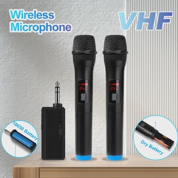 Draadloze Microfoon Set: 2x VHF Handheld Microfoons met Ontv, Verzenden, Nieuw
