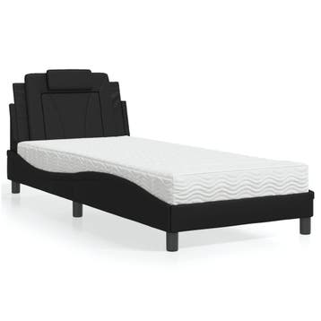 vidaXL Bed Viana met matras kunstleer zwart 90x190 cm, Overige materialen, 90 cm, Eenpersoons, Verzenden