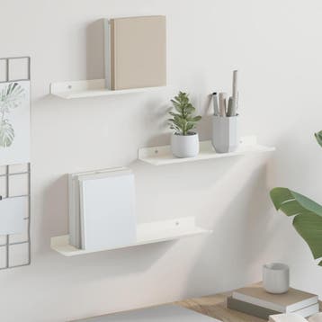 vidaXL Drijvende plank Wandgemonteerd 3 pcs Wit 40 x 9 x 2,5, Verzenden, Nieuw