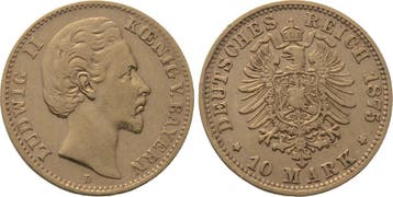 10 Mark 1875 D Bayern Ludwig Ii 1864-1886, Verzenden